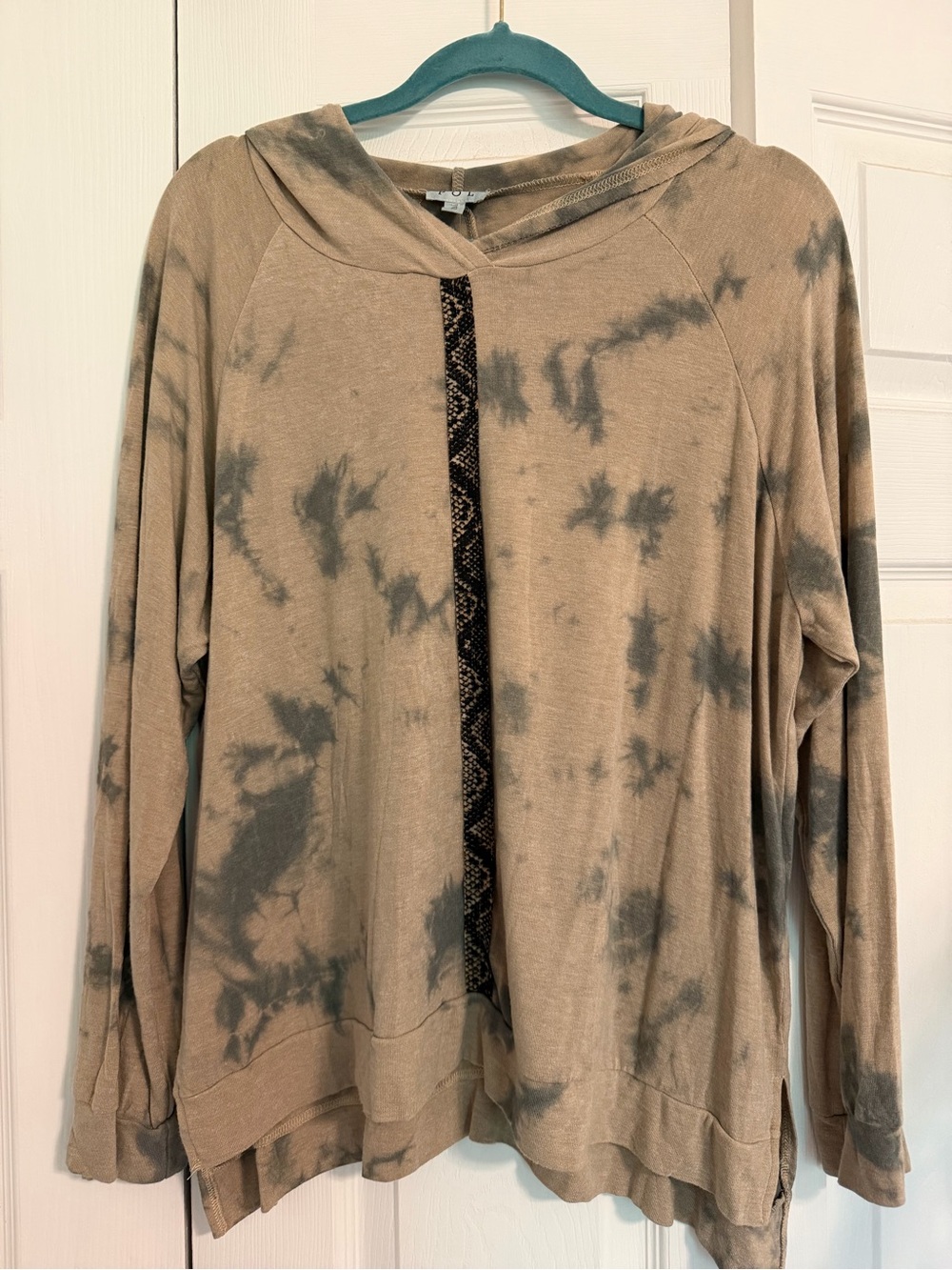 NWT Taupe and Gray Tie-Dye Hooded Pullover